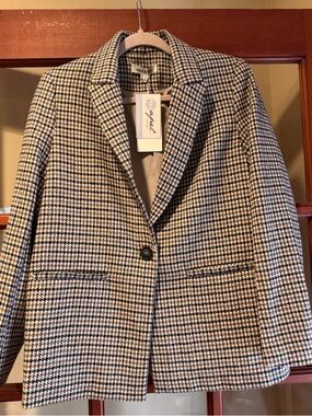 Color Block Houndstooth Blazer Jacket Women’s Medium NWT Classic Tailored